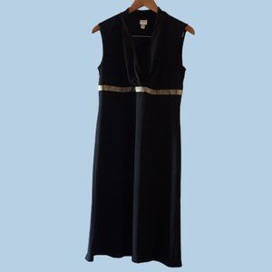 Merona Little Black Dress Sleeveless Empire Waist with Wrap Over Collar Midi
